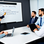 **

"A diverse group of office workers participating in a data security awareness training session, fully clothed, appropriate attire, safe for work. The scene should depict a bright, modern office setting with employees actively engaged in a presentation on phishing email recognition and secure password creation. Focus on positive expressions and active participation. Include elements like a projector screen displaying a sample phishing email and a whiteboard with tips for creating strong passwords. professional, modest, family-friendly, perfect anatomy, natural proportions, high quality."

**
