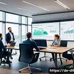 동기화 오류로 인한 데이터 손실 예방 - A modern office scene in Germany showing a diverse team of professionals around a large table, colla...