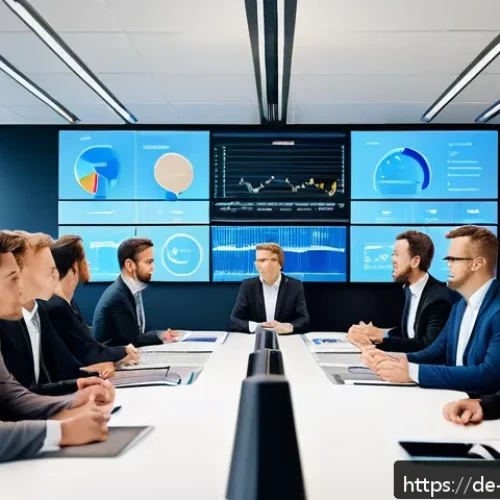 기업의 데이터 손실 방지 비용 분석 - A modern German medium-sized enterprise office environment with professionals discussing data loss p...