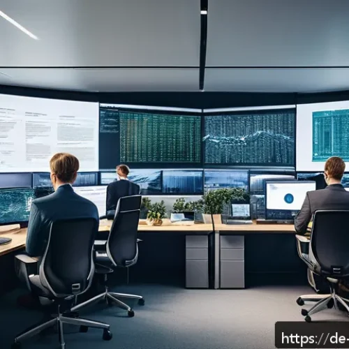 안전한 데이터 전송을 위한 프로토콜 - A modern office environment with diverse German professionals collaborating on cybersecurity project...